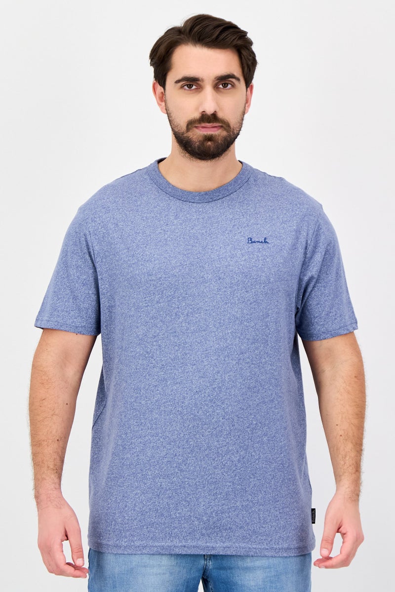 Bench Men Crew Neck Short Sleeve Brand Logo T-Shirt, Blue - Image 1